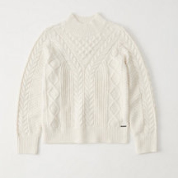 Abercrombie & Fitch Sweaters - Abercrombie & Fitch Cream Cable Mock Neck Sweater, Size Medium